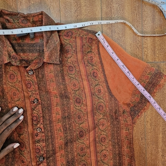 Mens ASOS DESIGN Regular Fit Sheer Paisley Shirt Retro Indie Boho Western Size L - Picture 11 of 14